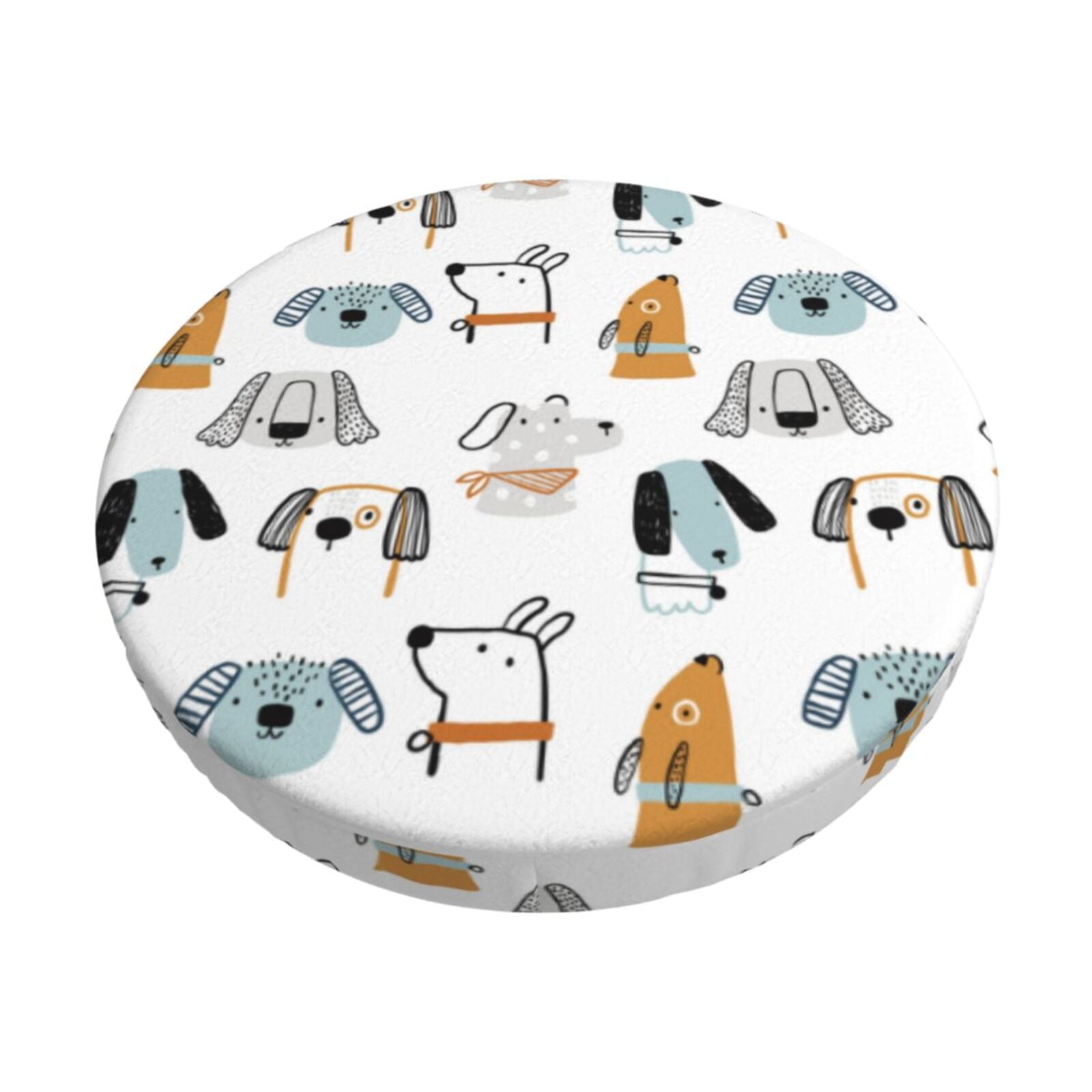 Easygdp Puppy Print Easy To Install Bar Stool Covers&Stool Covers Round&Elastic Stool Cover, Barstool Covers,Washable&Bottom With Elastic Edge-14 inch