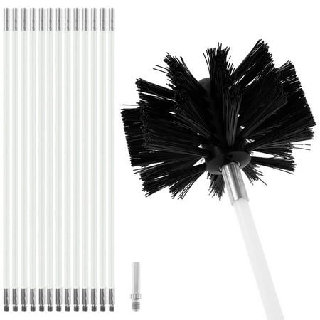 

AoHao Chimney Sweep Kit 16 Long Handle Chimney Cleaning Brush Kit with 13*Rods Detachable Nylon Sweep Brush Drainage Pipeline Flue Cleaning Tool for Fireplace Dryer Vent Sewage Pipe Fume Hood