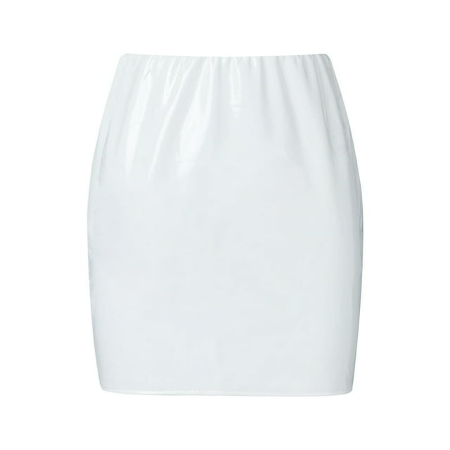 Mini Jupe en Cuir PU Taille Haute Robe Courte Moulante pour Femmes