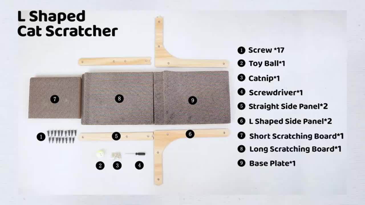 Durable L-Shaped Cat Scratcher Post with Ball Toy | Multi-Level Vertical Design, Scratching Pads for Indoor Cats | Promotes Claw Health & Mental Stimulation