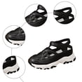 thumbnail image 6 of Rokment Women's Chunky Platform Gladiator Walking Sandals Fashion Casual Leather Closed Toe Height Increasing Wedge Non Slip Sneakers Work Shoes for Spring Summer Fall Black Size 6, 6 of 8