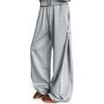 thumbnail image 2 of Barrel Leg Sweatpants Women 2025 Elastic High Waist Drawstring Loose Fit Wide Leg Casual Pants with Pockets Trousers, 2 of 6