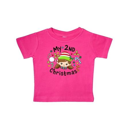 

Inktastic My 2nd Christmas Elf Girl with Candy Canes Gift Baby Boy or Baby Girl T-Shirt