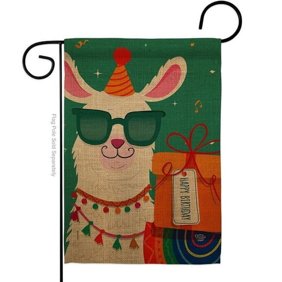 Ornament Collection G192186-BO Cool Llamas Birthday Celebration Double-Sided Decorative Garden Flag, Multi Color