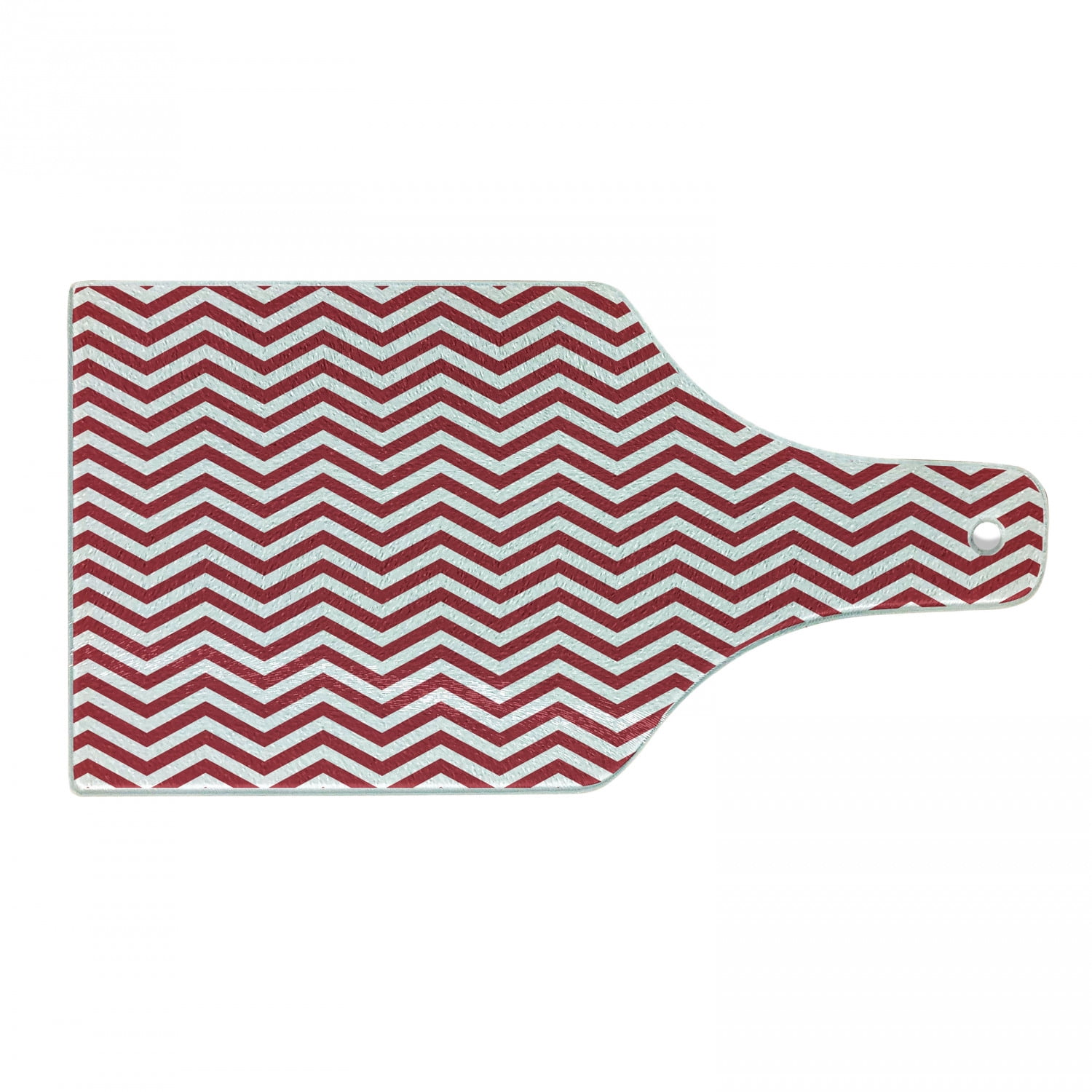 Red and White Chevron Tempered Glass Cutting Board