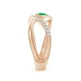 thumbnail image 3 of ANGARA Natural Criss Cross Pear Shaped Emerald Ring with Diamond Accents in 14K Rose Gold for Women (Size-6x4mm) | May Birthstone, Birthday, Anniversary, Jewelry Gift for Women | Natural Emerald Ring, 3 of 8