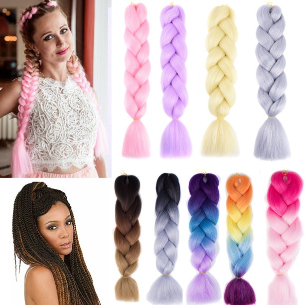 24Ombre Rainbow Jumbo Braiding Hair Extensions Weaving Box Braids