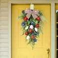 thumbnail image 6 of Hanging Tulips Wreath Front Door Swag Garland Vivid Leaves Handmade Artificial Floral Arrangement for Party Wedding Independence Day Easter, 6 of 10