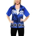 thumbnail image 3 of HAPPY BAY Women's Vacation Boyfriend Shirt Summer Hawaiian Tops XXL Dark Bushy, Royal Blue, 3 of 5