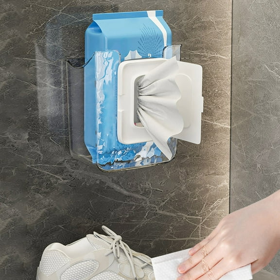 Pxyqht Wet Towel Dispenser, Paper Towel Storage Box, Wall Mounted Wet Wipe Holder, Kitchen and Bathroom Organizer