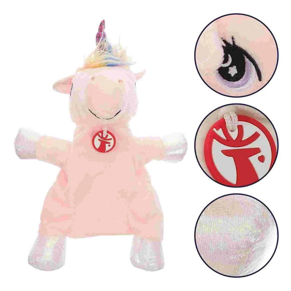 Toys Parent-child Interactive Hand Puppet for Story Telling Cartoon Puppets Kids White Plush Unicorn Pink