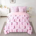 thumbnail image 2 of jejeloiu Vintage Cowgirls Boots 7-Piece Twin Bedding Sets,Pink Stars Print Bedding Comforter Set For Girls Women Reversible, 2 of 8