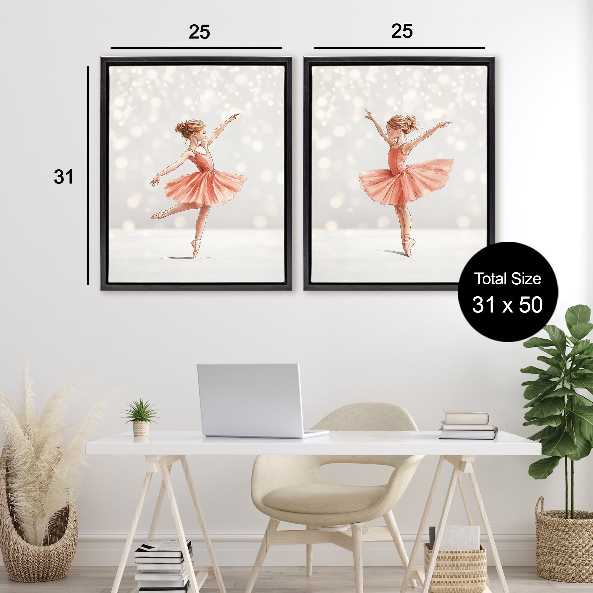 Stupell Industries Dancers In The Light 2 Piece Black Framed Floater Canvas Set, design by Christine Simpson Art