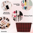 thumbnail image 4 of Black Red Tartan Small Purse Organizer Zipper Cosmetic Handbag Tote Pouch For Women, 4 of 7