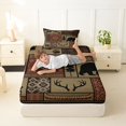 thumbnail image 4 of Manfei Classic Aztec Twin Sheets,Jungle Deer Bear Bedding,Brown,3-Piece,1 Fitted Sheet and 1 Pillowcase, 4 of 6