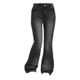 thumbnail image 7 of Mercatoo Ripped Flare Jeans for Girls Kids Wide Leg Elastic High Waist Bell Bottom Denim Pants Slim Fit Y2𝗞 Streetwear Trousers, 7 of 7