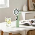 thumbnail image 7 of FEOLGEHLY Portable Handheld Fan With Cool Function, USB Rechargeable Mini Fan With LED Digital Display, 5 Speed Adjustable, Energysaving Low Noise for Office Travel Outdoor Home (Green), 7 of 7