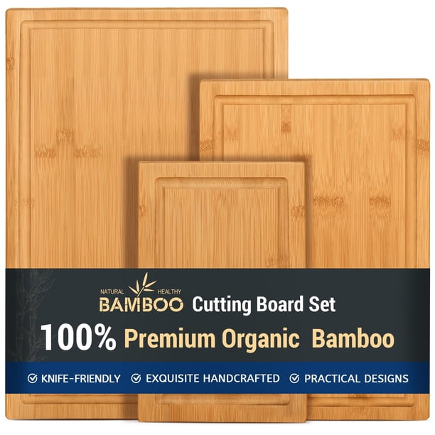 Tabla de cortar Hiware Bamboo de 3 piezas con ranura para jugo