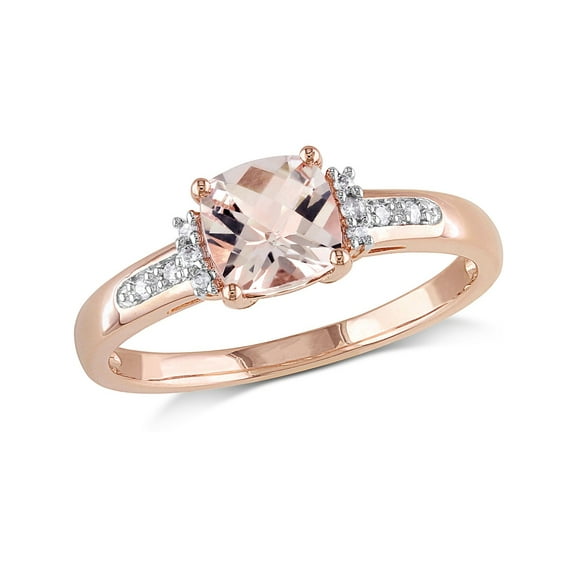 Gem & Harmony 1.00 Carat (Ctw) Morganite and Diamond Ring in 10K Rose Pink Gold for Women