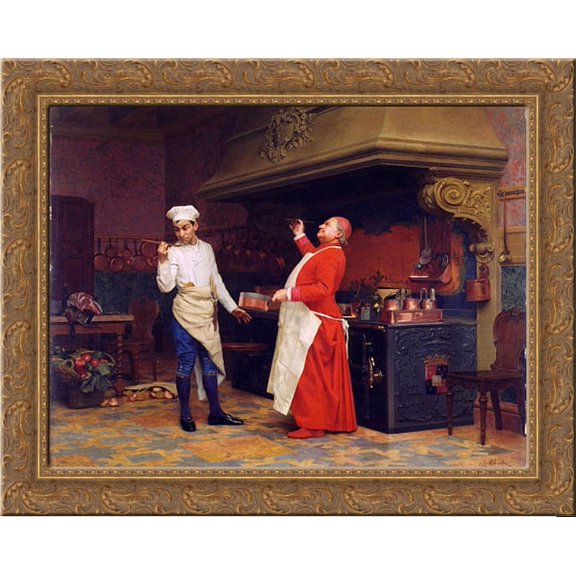 The Marvelous Sauce 24x20 Gold Ornate Wood Framed Canvas Art by Jehan Georges Vibert