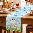 thumbnail image 5 of Easter Table Runner - 60 Inch Long Spring Colorful Easter Eggs Bunny Butterfly Blue Cotton and Linen Blended Dress Scarves Farmhouse Table Runner for Kitchen Dining, Coffee Table, 13" x 60", 5 of 8
