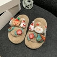 thumbnail image 3 of Slippers for Kids Comfortable Christmas Fall Winter Warm House Shoes Soft Platform Cozy Open Toe Slip On Toddler Girl Shoes Khaki Sizes 6-7 Y, 3 of 4
