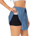 thumbnail image 2 of Bixox Women's Blue Gingham pattern 2 in 1 Running Shorts - Lightweight Athletic Workout Gym Yoga Shorts Liner with Pockets -, 2 of 7