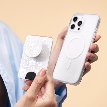 PopSockets スマホグリップ ポップウォレット+ MagSafe対応 アダプターリング付属(白いお花畑) PopWallet+ MagSafe Blanc Fresh 806927 返品種別A