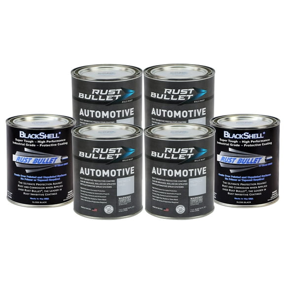 RUST BULLET - Inhibiteur de Rouille Automobile Combo de 6 Pintes - 4 Pintes Automobile et 2 Pintes Coquille Noire