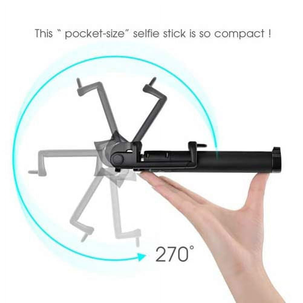 Ultra Compact Selfie Stick Monopod Built-in Wireless Remote Shutter Self-portrait Extendable Compatible With Alcatel Onyx - LG V50 ThinQ 5G, G8 ThinQ - Motorola Moto G7 Power Play