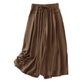 thumbnail image 2 of Capri Pants for Women Cotton Linen Lightweight Elastic High Waist Wide Leg Flowy Cropped Pants with Pockets Womens Capris, 2 of 9