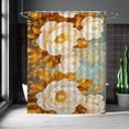 thumbnail image 4 of Golden Flowers Shower Curtains Elegant Floral Waterproof Bathroom Curtains with Hooks, Unique Vintage Gold Flowers Themed Bathroom Decor, 4 of 5