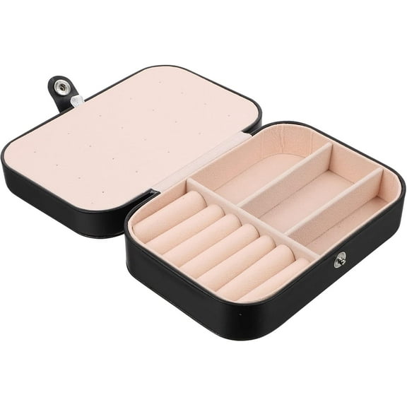 Siloon Jewelry Box, PU Leather Small Portable Travel Case, 2 Layers Organizer Display Storage Holder Boxes for Rings, Earrings, Necklaces, Bracelets