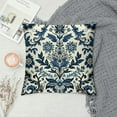 thumbnail image 2 of COMIO Navy Floral Throw Pillow Covers Blue and White Porcelain Pillow Covers Bohemian Home Decor Pillow Case Chinoiserie Square Pillow Covers for Living Room Couch Patio, 2 of 5