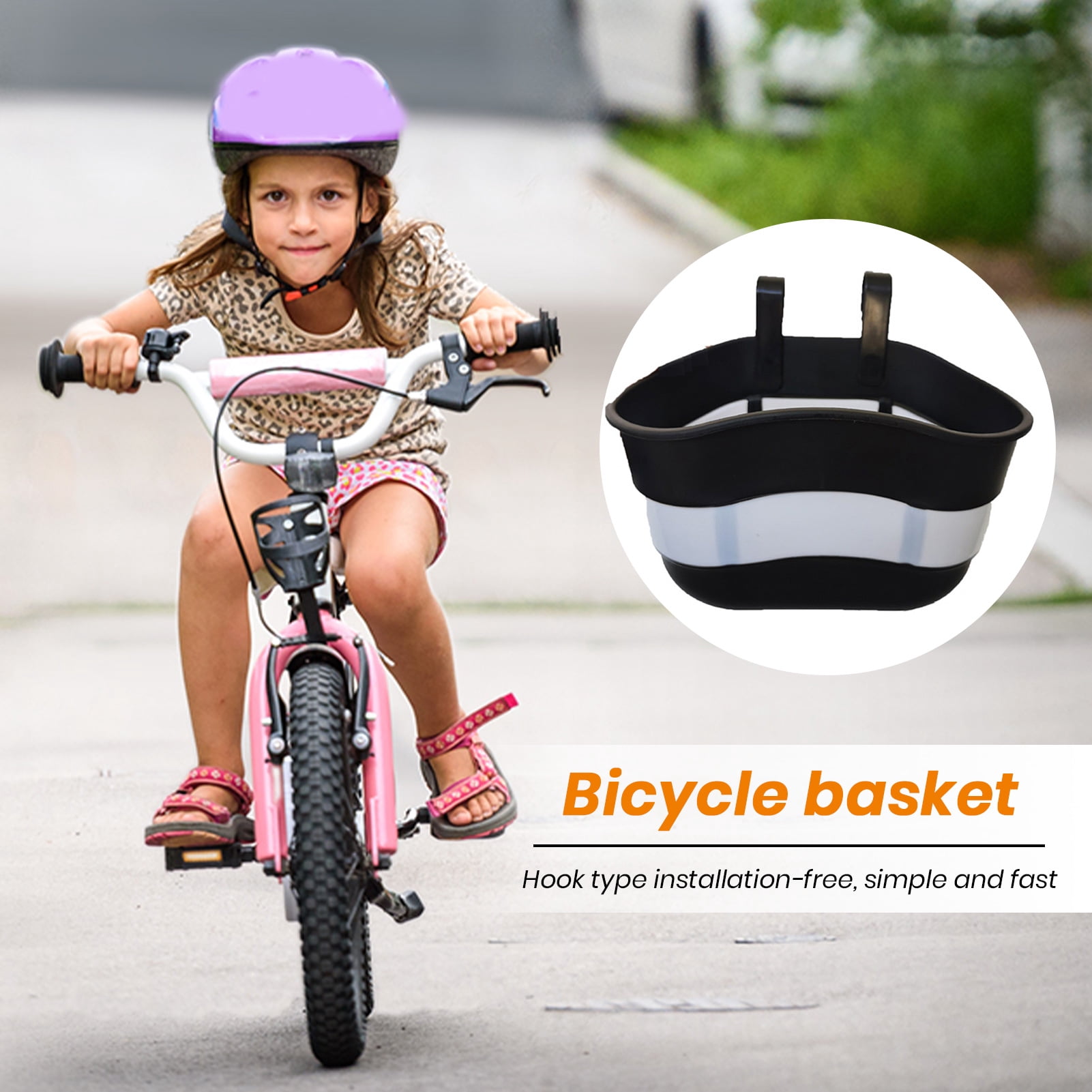 YIFAEUX Bicycle Basket Large Capacity Bright Color Strong Load-bearing Smooth Edge Easy Installation Kids Scooter Bike Handlebar Front Storage Basket Bike Supplies