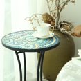 thumbnail image 2 of Outdoor Side Table, Mosaic Side Table Round Side Table with Ceramic Tile Top Suit for Patio , Indoor Outdoor Accent Side Table, Coffee Table，Desk Table, 2 of 6