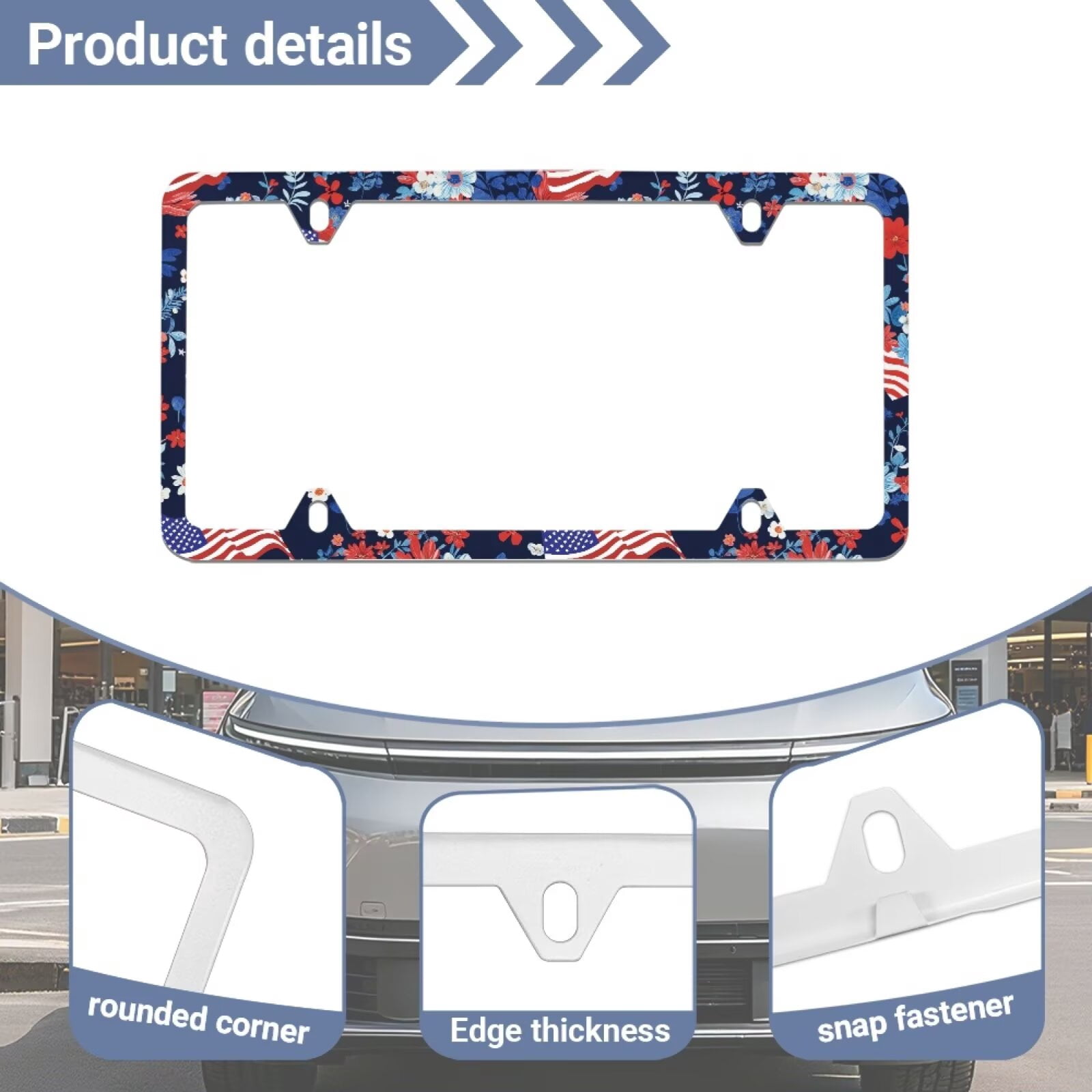 Jeiento 250th Anniversary License Plate Frames American Flag License Plate Covers for Women and Men, Universal 4 Holes Car Licence Plate Covers with Screws Washers and Caps, 2 Packs