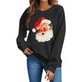thumbnail image 5 of Women's Christmas Santa Print Sweatshirt, X-mas Party Holiday Crewneck Long Sleeve Fleece Lined Relaxed Tops, S-XXL, 5 of 7