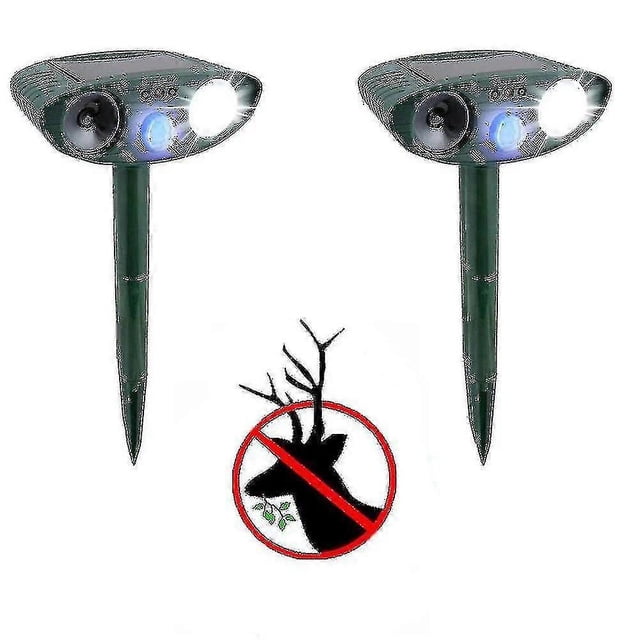 Ultrasonic Deer Repeller - Pack Of 2 - Solar Powered - Get Rid Of Deer In 48 Hours