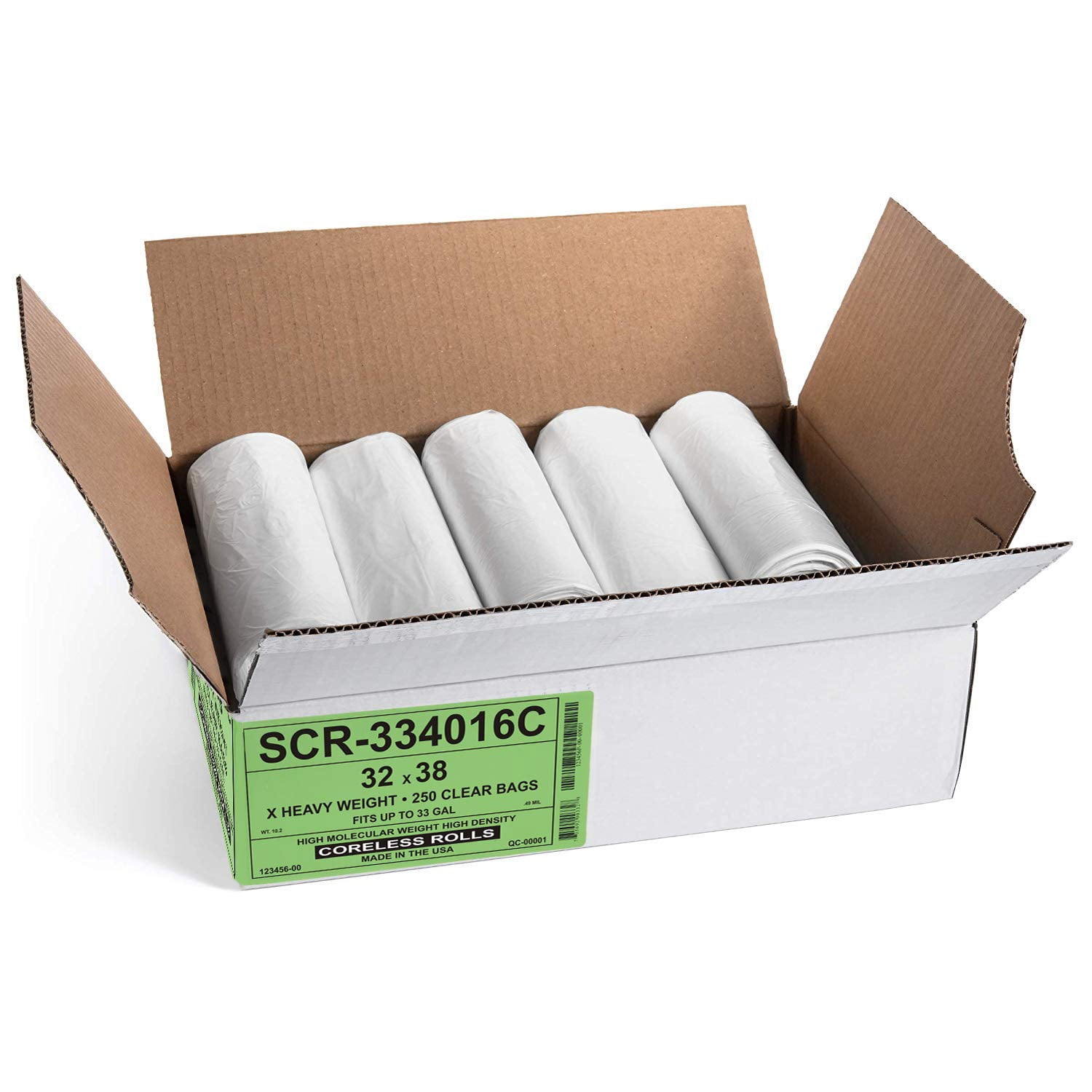 Aluf Plastics 33 Gallon Clear 16 Micron (eq) Trash Bags - 32" x 38" - Pack of 250 - For Home, Office, Bathroom