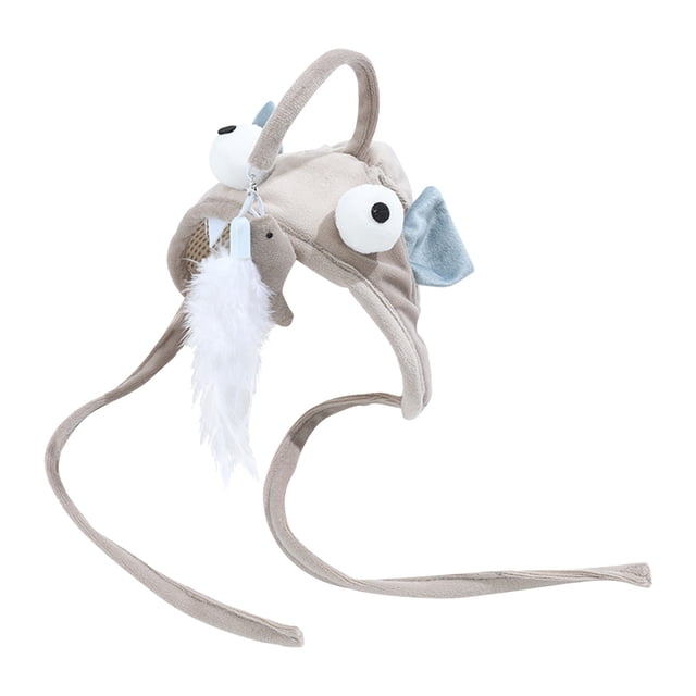 Cat Teaser Toy Head Mounted Interactive Stick for Cats – Feather Teaser Headgear for Pet Play and Exercise