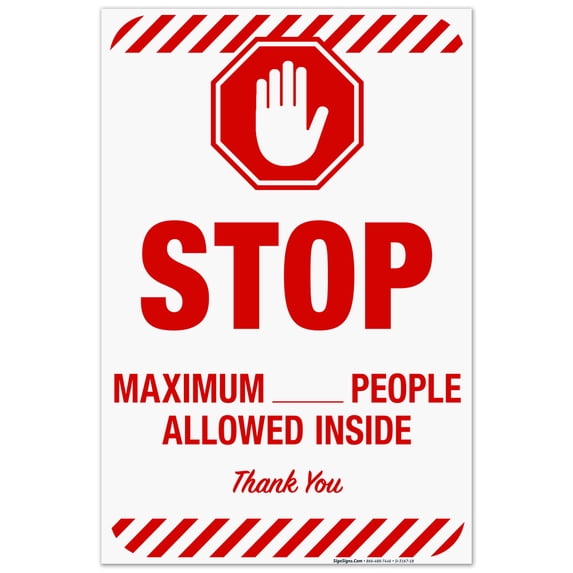 Social Distancing Sign, Maximum People Allowed Inside Sign, 24x36 Corrugated Plastic