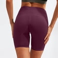 thumbnail image 6 of LUCKYW Biker Shorts for Women with Pockets - 8" High Waisted Tummy Control Yoga Workout Running Gym Spandex Shorts Wine L, 6 of 6