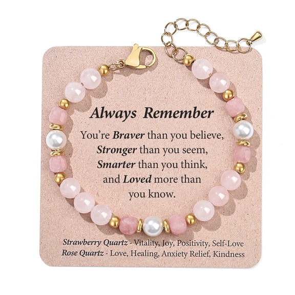 THEMEROL Teens Girl Gifts Bracelets for Teenage Women Her Daughter Birthday Gift Ideas 10 12 13 Year Old Rose Quartz Bracelet Protection Christmas Stocking Valentines Day Easter Basket Stuffers