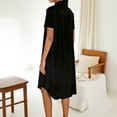 thumbnail image 6 of Womens Summer Sundress Ruffle Fashion Solid Color Loose Short-Sleeved Velvet Shirt Dress Dress A-Line Party Dress with Pockets, 6 of 6