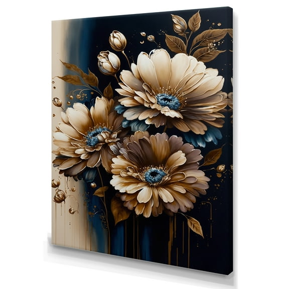 Designart Brown Daisy Bunch II Canvas Wall Art