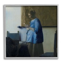 Stupell Industries Woman Reading a Letter Johannes Vermeer Classical Painting Painting Gray Framed Art Print Wall Art, Design by one1000paintings