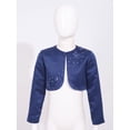 thumbnail image 3 of YEAHDOR Kids Girls Long Sleeves Bolero 3D Applique Flower Girl Dress Coat Fully Liner Cardigan Wedding Shrug Navy Blue 6, 3 of 7