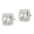 thumbnail image 3 of FJC Finejewelers 925 Sterling Silver Button Beaded Edge Square CZ Post Earrings 7 mm x 7 mm, 3 of 6