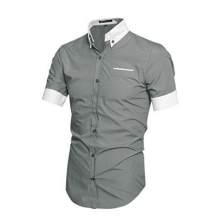 - Unique Bargains Men's Button Front Point Collar Round Hem Casual Shirt